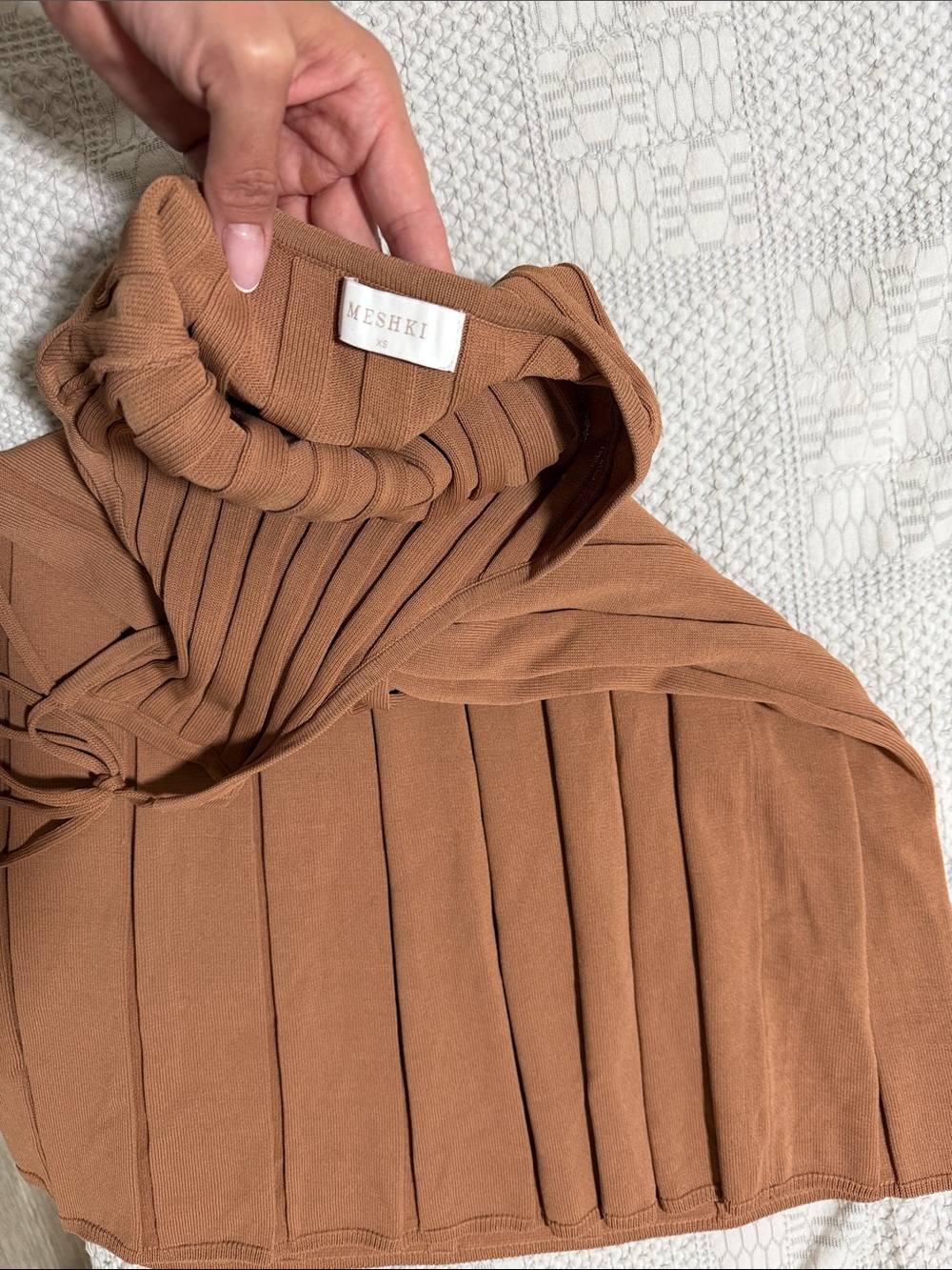 Meshki Ribbed Maxi Dress in Camel Tan - Picture 4 of 4